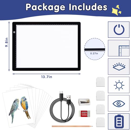 Keiwrlight A4 Light Board For Tracing Pad   Plugged In Power Thin Lightbox Adjustable Brightness Stepless Light Table, A4 Light