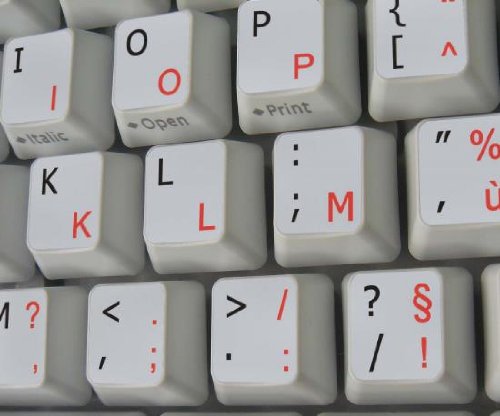 French Azerty English Non Transparent Keyboard Stickers On Light Grey Background For Desktop, Laptop And Notebook