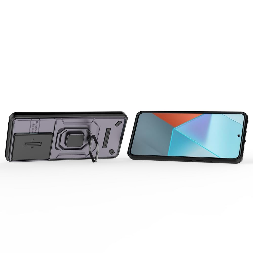 Kukoufey Compatible With Redmi Note 13 Pro 5G Bracket Shell,With Slide Camera Lens Cover Compatible With Xiaomi Redmi Note 13 Pr