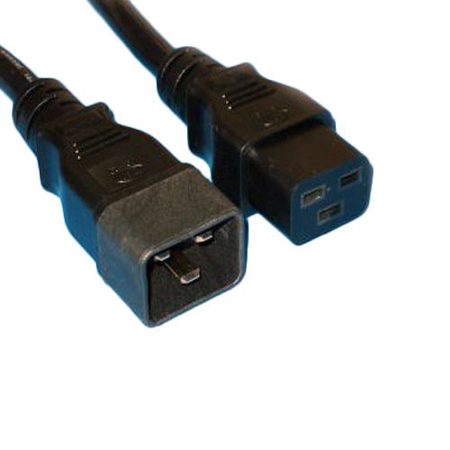 3 feet Power Extension Cord, Black, SJTW Heavy Duty Power Cord, C20 Male to C19 Female, 12AWG/3C, 20 Amp, 12 AWG, C20 to C19 Pow