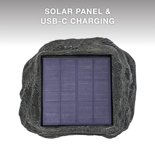 Victrola Rock Speaker Connect, Granite, Wireless Outdoor Speaker With Bluetooth 5.3, 22 Hour Battery Life, With Solar Charging,