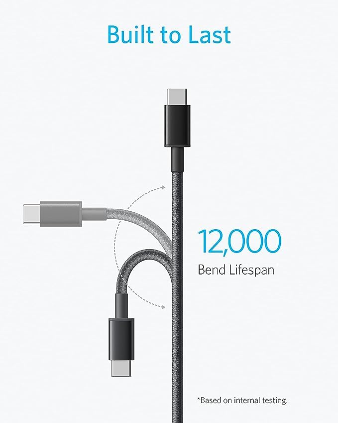 Anker Usb C To Usb C Cable, New Nylon Usb C Charger Cable (1Ft, 2Pack), Type C 60W(3A) For Iphone 15/15 Pro/15 Plus/15 Pro Max A