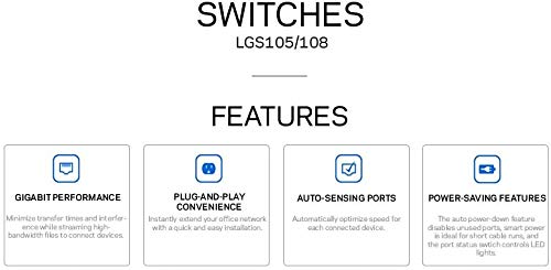 Linksys Lgs105: 5 Port Business Desktop Gigabit Ethernet Unmanaged Switch, Computer Network, Wired Connection Speed Up To 1,000