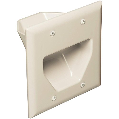 Datacomm 2 Gang Recessed Low Voltage Cable Plate   Lite Almond