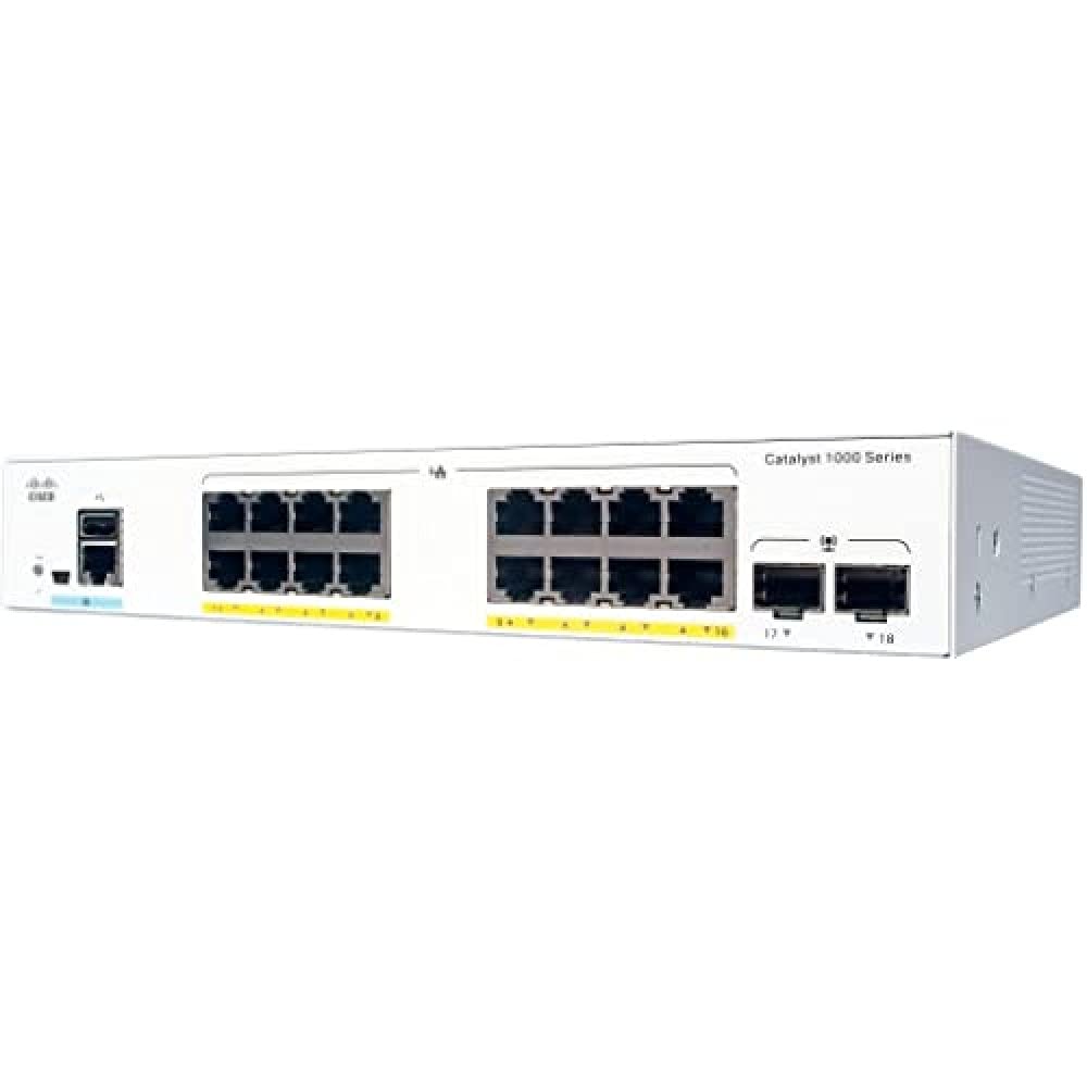 Cisco Catalyst 1000 16T 2G L Network Switch, 16 Gigabit Ethernet Ports, 2 1G Sfp Uplink Ports, Fanless Operation, Enhanced Limit