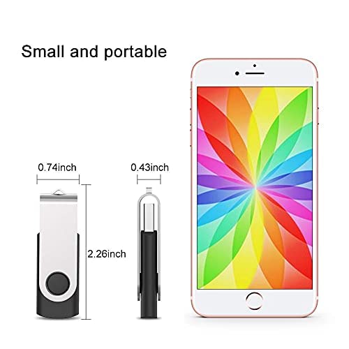 Juanwe Usb Flash Drive 128Gb 5 Pack Usb 2.0 Thumb Drive Fold Storage Memory Stick Swivel Keychain Design Jump Drive Black