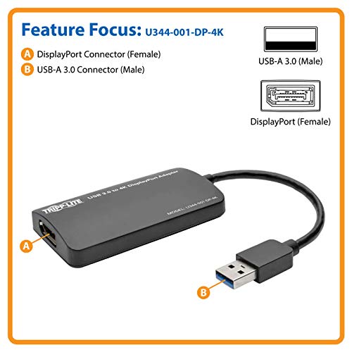 Tripp Lite Usb 3.0 Superspeed To Displayport Dual Monitor External Video Graphics Card Adapter, 512 Mb Sdram, 4K X 2K (U344 001