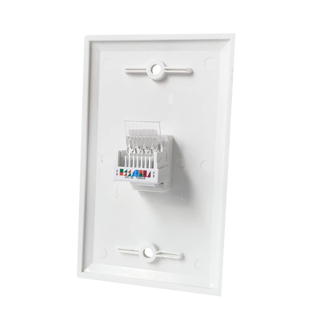 Boplat 1 Port Tooless Cat5E Ethernet Punch Down Wall Plate Wire To Female   Cat 5E Rj45 Keystone Jack Connector Cover Plate For