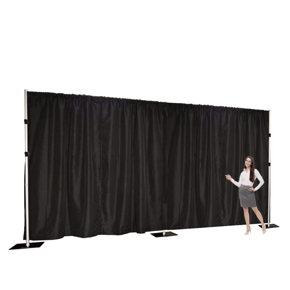Two Layers Backdrop Made With One Piece Chiffon Tulle & Polyester For Professional Extra Wide Blackout Curtains (Black, 20 X 8 F