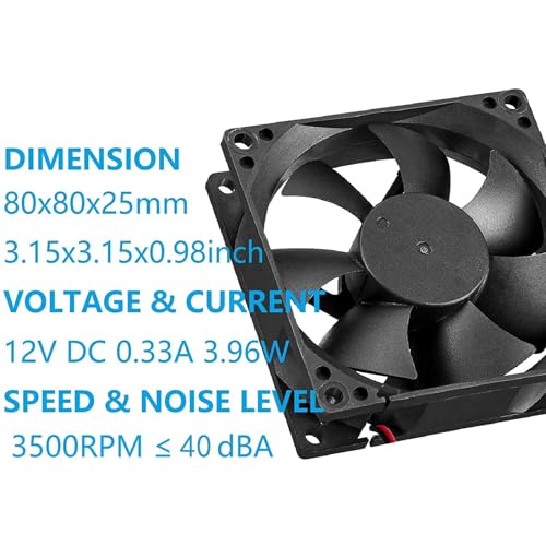80Mm Moisture Proof Fan 2 Pack 12V Dc 8025 High Airflow Cooling Fan 2 Wire 3Pin 3500Rpm For Rv Fridge