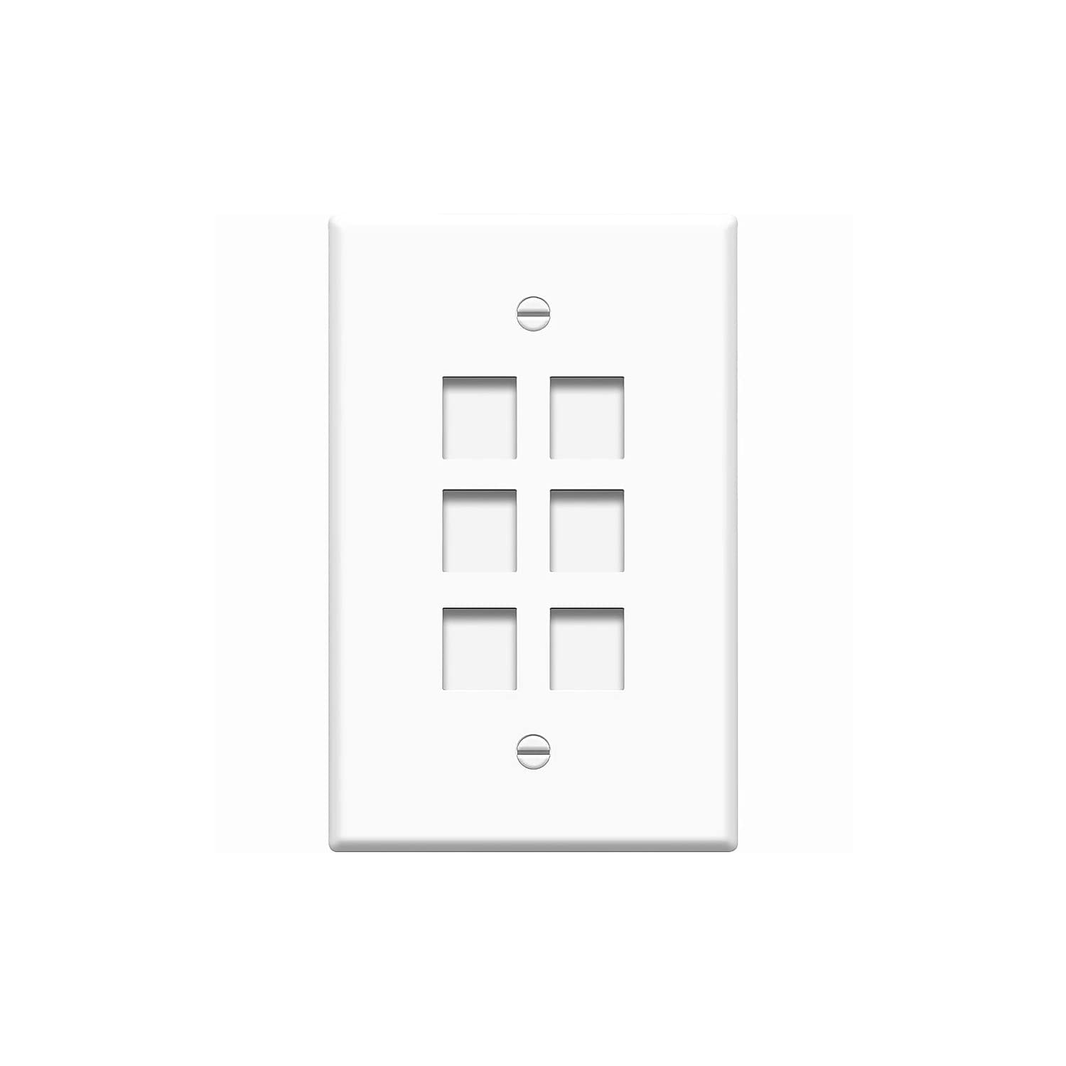 2QR1163-4XEM 6 Outlet RJ45 Wall Plate/Face Plate White
