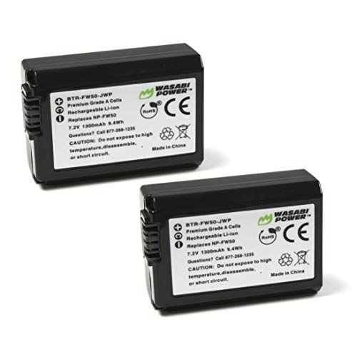 Np-Fw50 Wasabi Power Camera Battery (2-Pack) For Sony Zv-E10, Alpha A5100, A6000, A6300, A6400, A6500, Alpha A7, A7 Ii, A7R, A7R