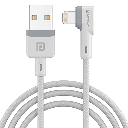 Portronics Konnect L 1.2M Por1401 Fast Charging 3A 8 Pin Usb Cable With Charge & Sync Function (White)