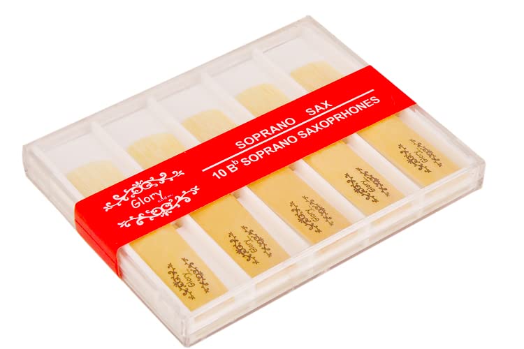 Glory Soprano Saxophone Sax Reeds Size 2.5, Strength 2 1/2, Box Of 10