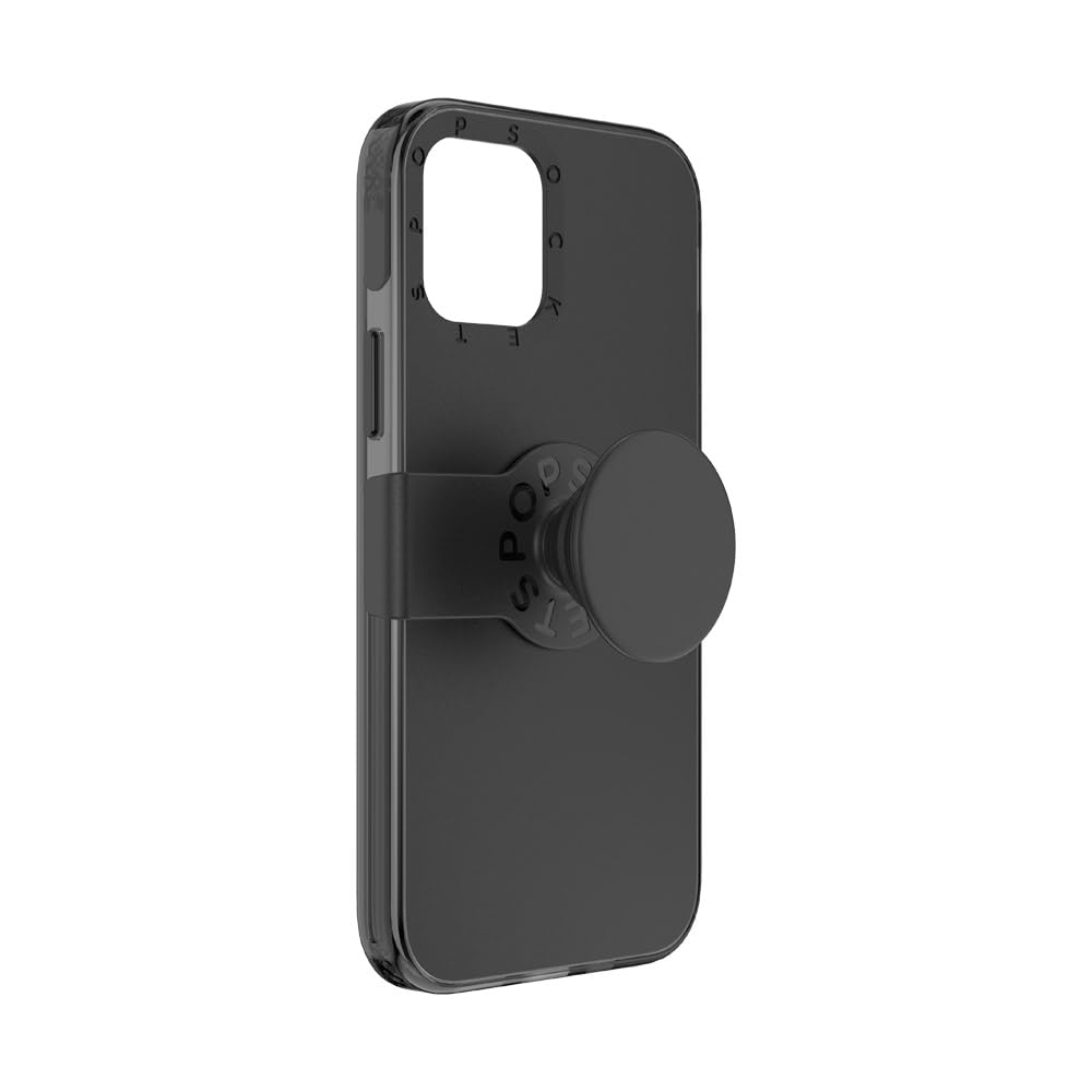 PopSockets iPhone 12/12 Pro Case with Repositionable Slide Grip and Compatible with MagSafe - Black