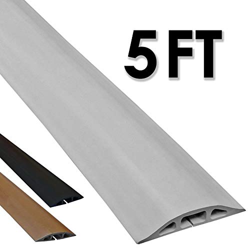 Electriduct D 2 Low Profile Rubber Duct Cord Cover Floor Cable Protector   5 Feet   Gray (Raw Rubber Material)