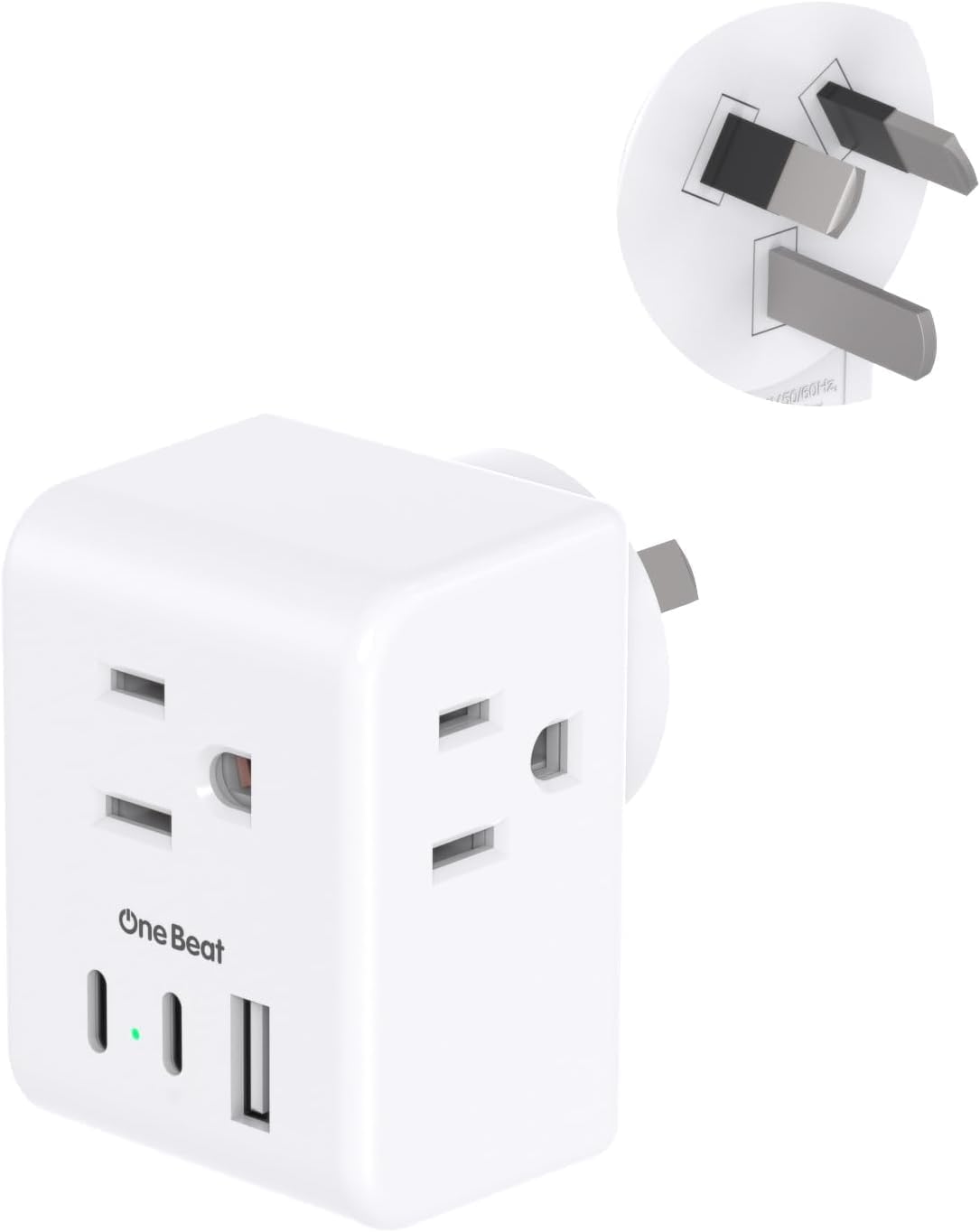 Australia New Zealand Power Plug Adapter, Us To Australia Travel Adapter With 3 American Outlets 3 Usb Ports (2 Usb C), Type I P