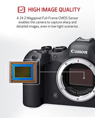 Canon EOS R6 Mark II Mirrorless Camera RF24 105mm F4 7.1 is STM Lens Kit, Full Frame Hybrid Camera, 24.2 Megapixel CMOS Sensor, Photo and Video Capabilities, Black