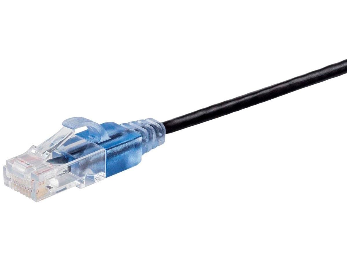 Monoprice Cat6A Ethernet Patch Cable   50 Feet   Black (5 Pack) Snagless Rj45, Utp, Pure Bare Copper Wire, 10G, 30Awg   Slimrun