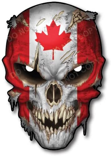 Decals By Haley Canada Skull Canadian Flag Maple Leaf Vinyl 3M Decal Sticker With Reflective Eyes Car Truck Windshield   Safe Fo