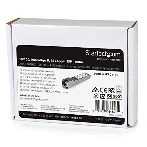 Startech.Com Cisco Sfp Ge T Compatible Sfp Module   1000Base T   Sfp To Rj45 Cat6/Cat5E   10/100/1000 Mbps   Rj 45 100M   Cisco