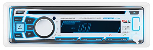 Boss Audio Systems Mr762Brgb Marine Stereo   Single Din, Bluetooth Audio, Cd Usb Sd Mp3, Aux In, Am Fm Radio, Weatherproof, Deta