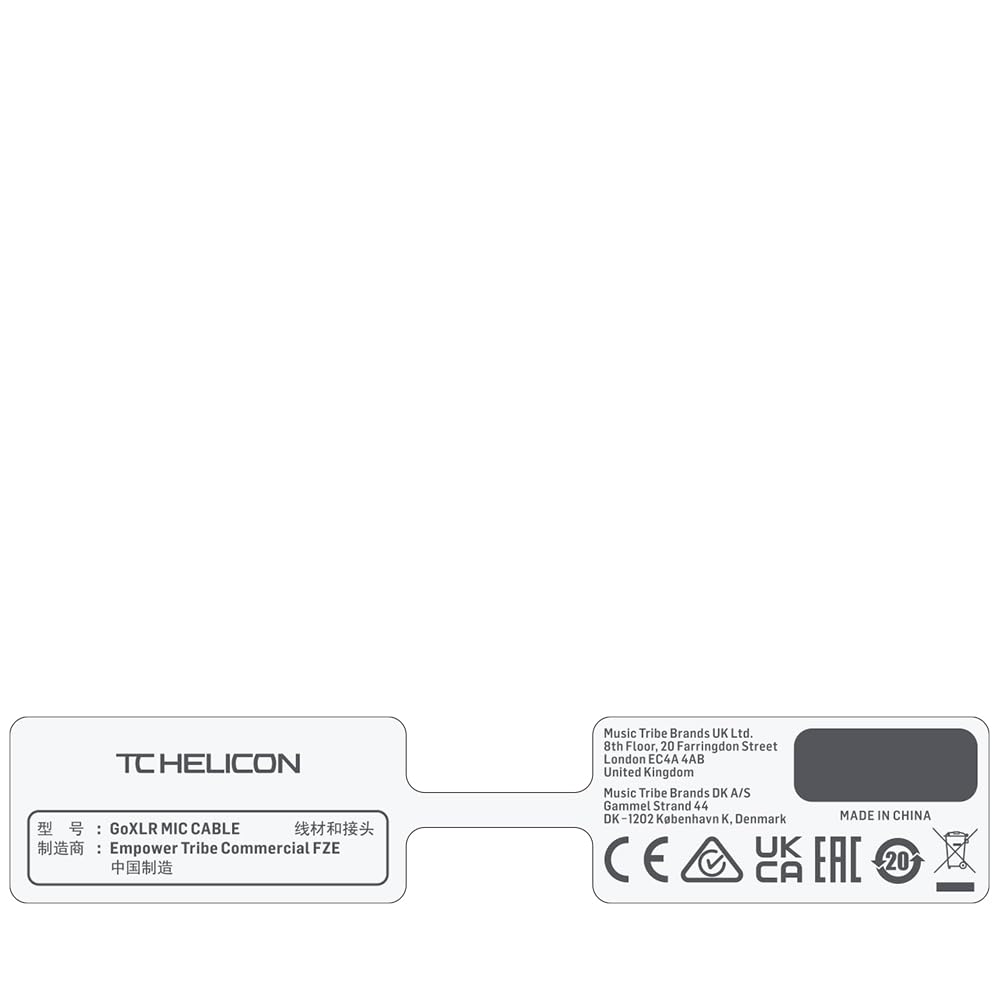 Tc Helicon Goxlr Mic Cable Oxygen Free 3.0 M (10 Ft) Microphone Cable With Xlr Connectors