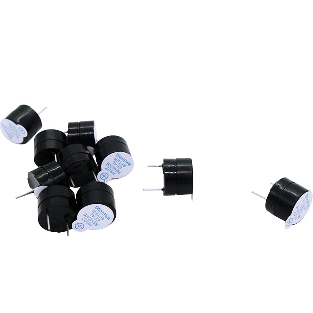 Mxuteuk 10Pcs Dc5V Black Mini Active Piezo Buzzers Electronic Buzzer Alarm Sounder Speaker Beep Tone, Fit For Computers Printers