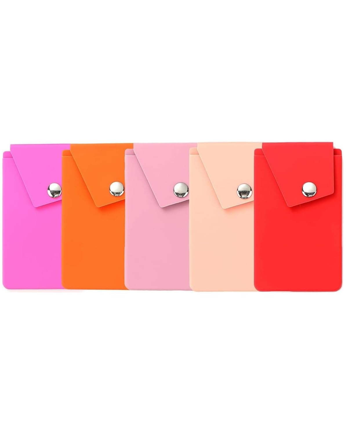 Biajiya Phone Wallet Card Holder Silicone Wallet Stick On Id Credit Card Pocket For Smartphones (5Pc Snap)