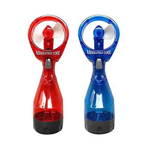 P&F Water Mist Spray Bottle Fan Portable Handheld Mister   Battery Operated (Red & Blue)