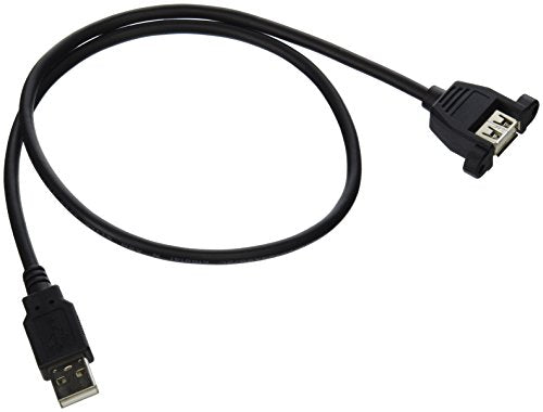 C2G Usb Cable, Usb Panel Mount, Usb 2.0 Cable, Usb A To A Cable, 2 Feet (0.60 Meters), Black, Cables To Go 28063