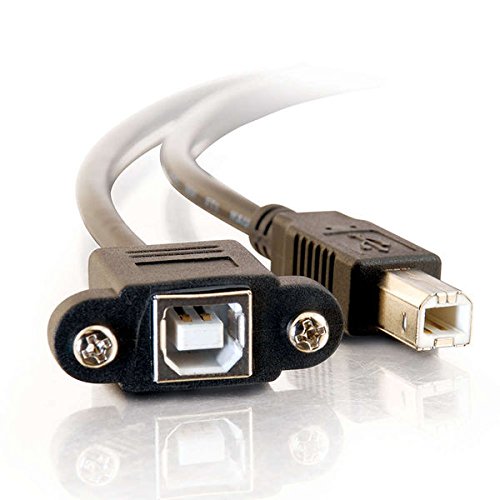 C2G Usb Cable, Usb Panel Mount, Usb 2.0 Cable, Usb B To B Cable, 1 Foot (0.3 Meters), Black, Cables To Go 28071