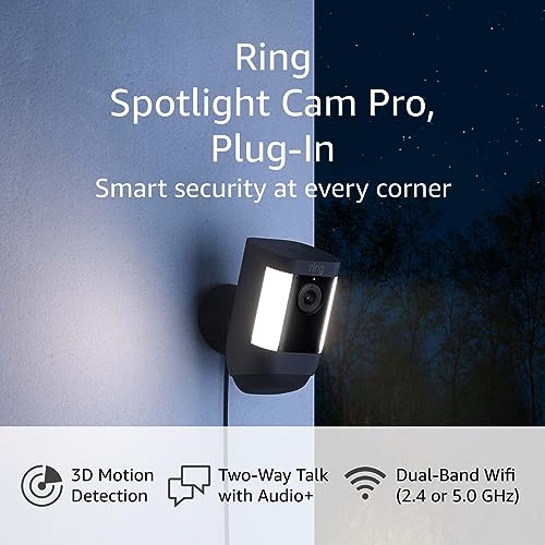 Ring Spotlight Cam Pro, Plug In | 3D Motion Detection, Two Way Talk With Audio+, And Dual Band Wifi (2022 Release)   Black