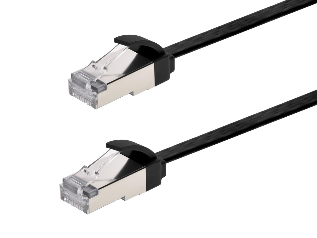 Monoprice Cat6A Ethernet Patch Cable - Slim Flat U/Ftp 32Awg Molded Boot 50Ft Bl