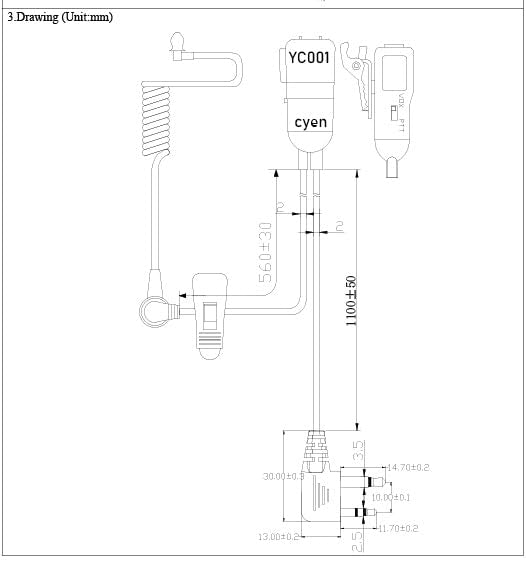 Cyen Noise Canceling Transparent Security Headphones Walkie Talkie Earphone With Ptt/Vox   Pair(Yc001)