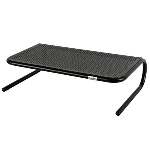 Allsop Large Metal Art Monitor Stand, 18 Inch Wide Platform Holds 50 Lbs With Keyboard Storage Space   Black (30336)