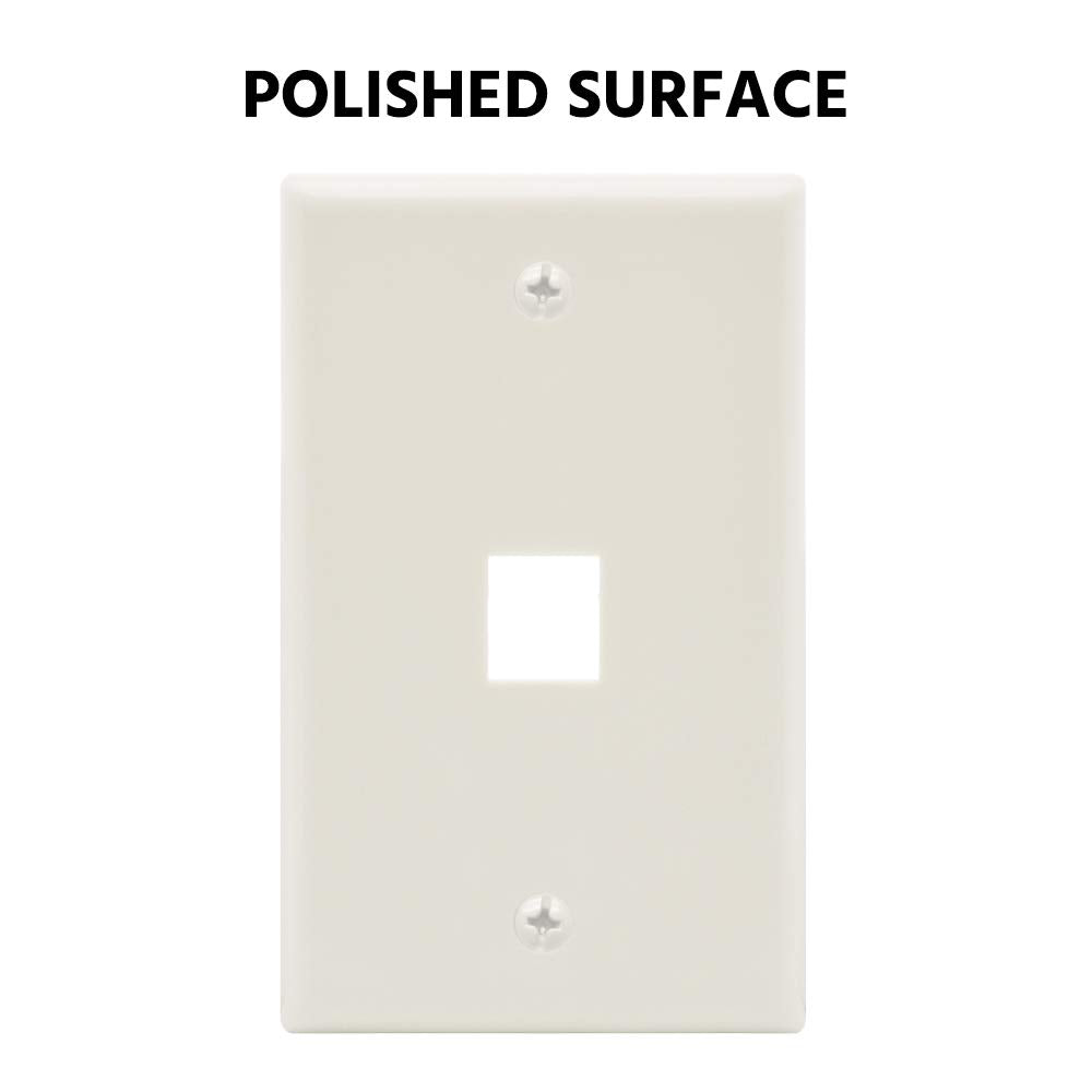 Beszin 1 Port Keystone Jack Wall Plate With Smooth Face (10 Pack, White)