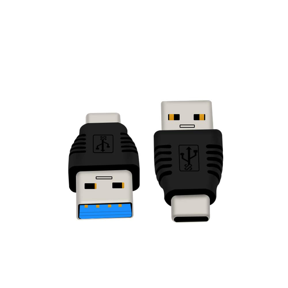 rgzhihuifz Type-C Male to USB 3.0 Male Adapter 5Gbps Data Charging Black 2-Pack