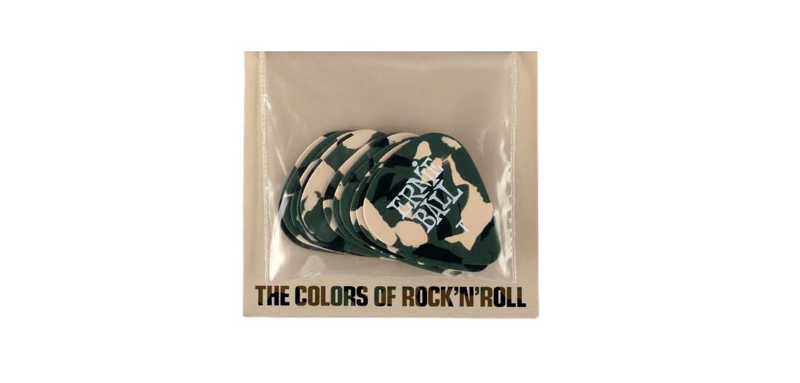 Ernie Ball Guitar Picks, Thin, Camouflage, 12 Pack (P09221)