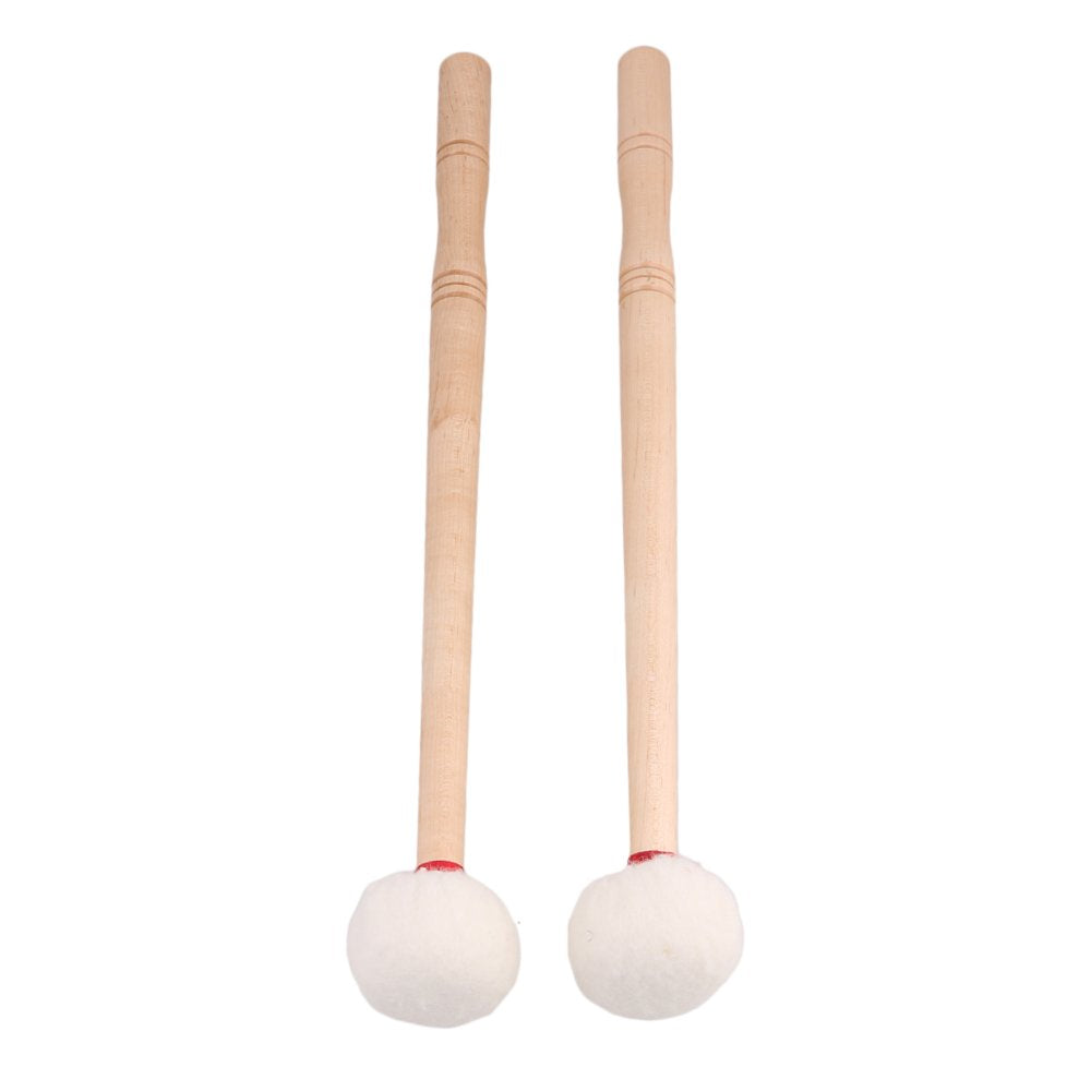 Bqlzr Drum Mallet 12Inches Length,Anti Slip Bass Percussion Sticks,Timpani Mallet, White Felt Drum Mallet Soft Felt Head Wood Ha