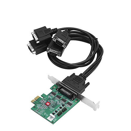 Siig Dp Cyberserial 4S Pcie, 16550 Uart, Baud Rates Up To 921Kbps, Pcie 2.0 X1 To 4X Rs 232 Male 9 Pin Db9, Rs 232 5V Or 12V Pow