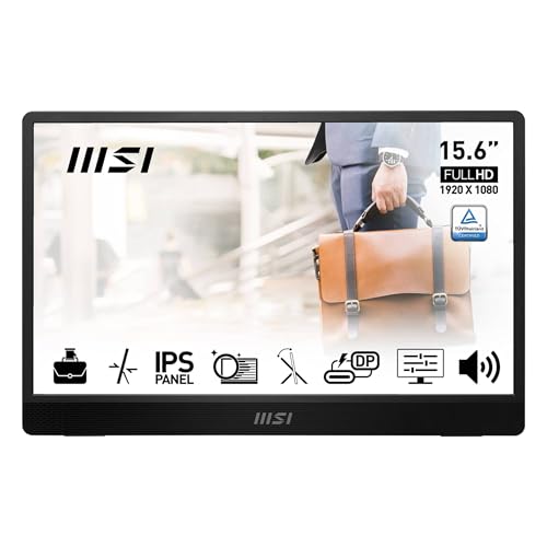 Msi Pro Mp161 E2 15.6 Inch Full Hd Portable Monitor  1920 X 1080 Ips Panel, 60Hz, EyeFriendly Screen (Pc, Laptop, Mobile), Spe