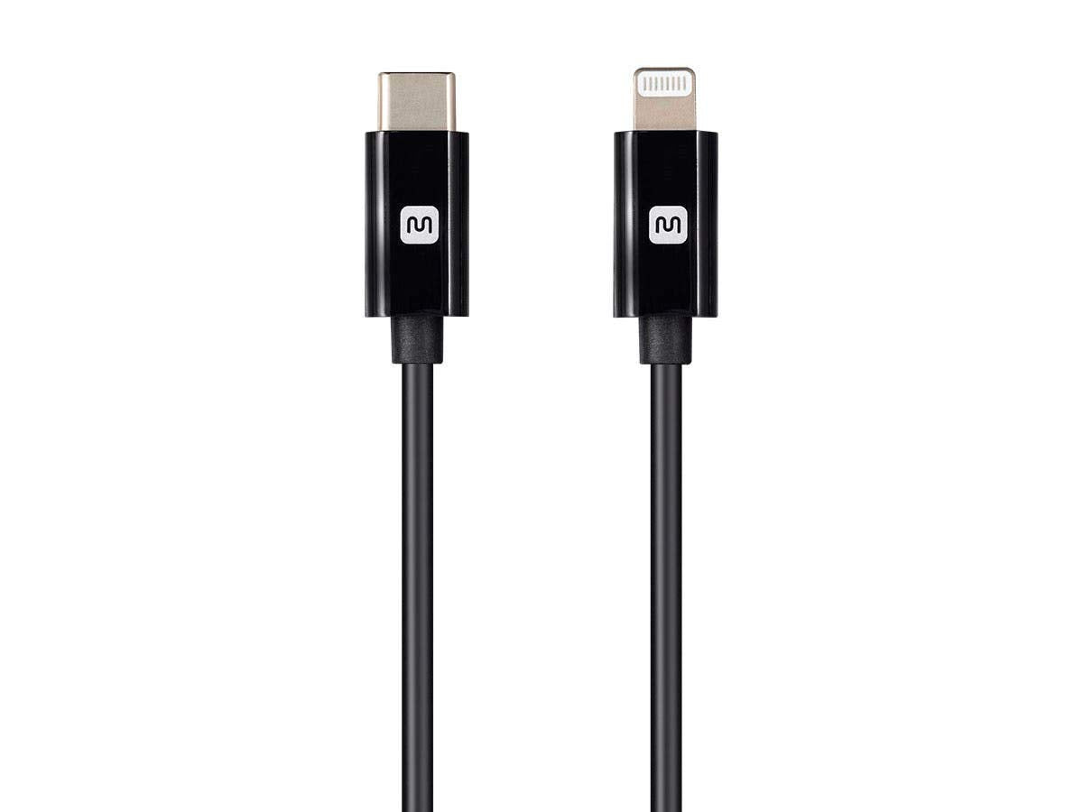 Monoprice Lightning To Usb C Charging Cable   Apple Mfi Certified, 6 Feet, Black   Essential Series