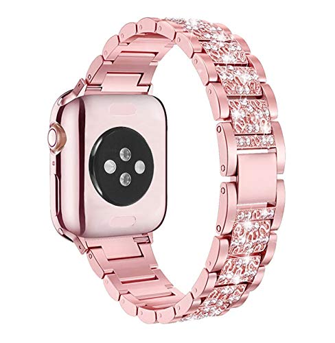 Mosonio Compatible With Apple Watch Band 44Mm With Case Women, Jewelry Replacement Metal Wristband Strap With 2 Pack Bling Pc Pr