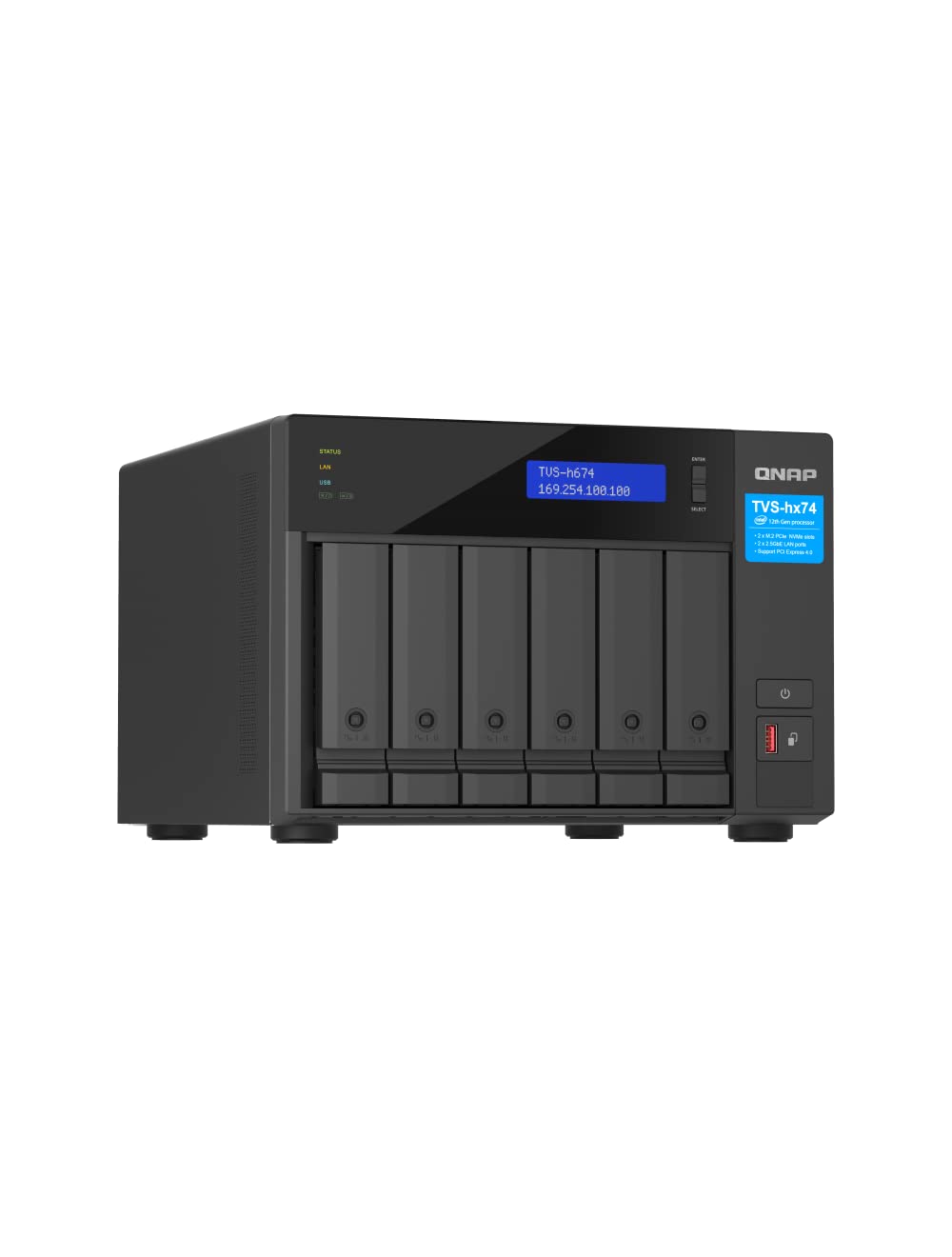 Qnap Tvs H674 I5 32G Us 6 Bay High Speed Desktop Nas With 12Th Gen Intel Core Cpu, Up To 64Gb Ddr4 Ram, 2.5 Gbe Networking And P