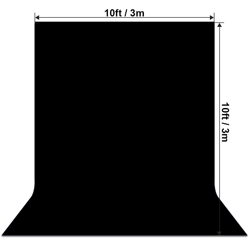 Lidlife 10 X 10 Ft Black Backdrop, Black Photo Backdrop Curtain Background Screen Polyester Fabric Chromakey For Photography, Wr