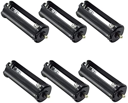 Bnafes Cylindrical Battery Holder Battery Storage Case For 3 X 1.5V Aaa Batteries Flashlight Torch Black   (6 Pcs)