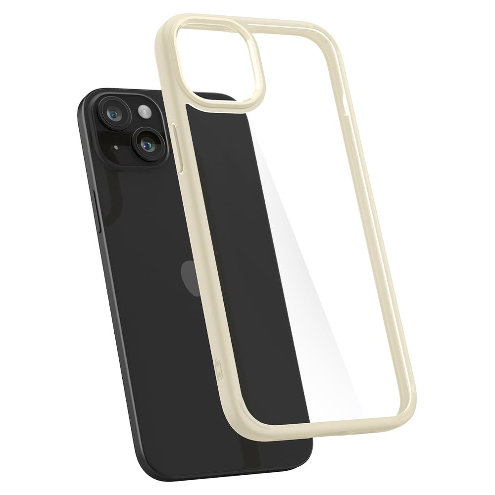 Spigen Ultra Hybrid Designed For Iphone 15 Plus Case (2023) [Anti Yellowing], [Military Grade Protection]   Mute Beige