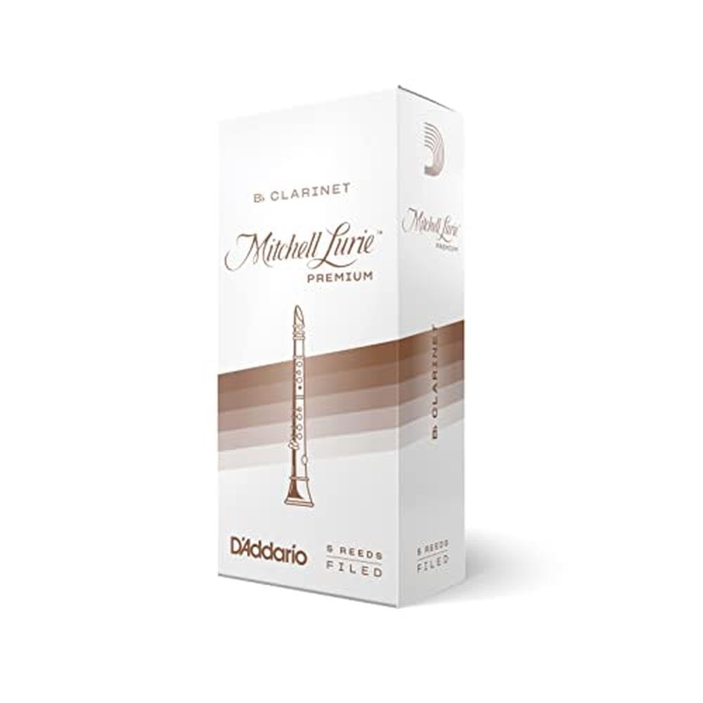 Daddario Woodwinds Mitchell Lurie Premium Bb Clarinet Reeds - Filed, Featuring Thinner Tip, Thicker Spine - Strength 2.5, 5-Pac