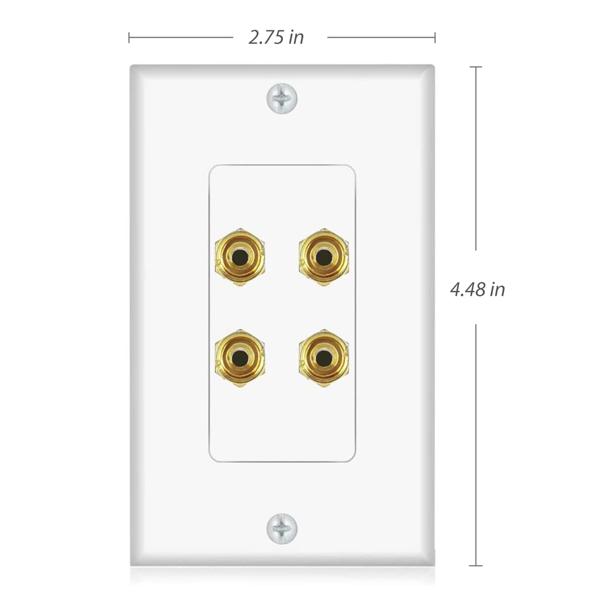 Icespring Banana Binding Post Two Piece Coupler Inset Wall Plate For 2 Speakers Standard Single Gang White